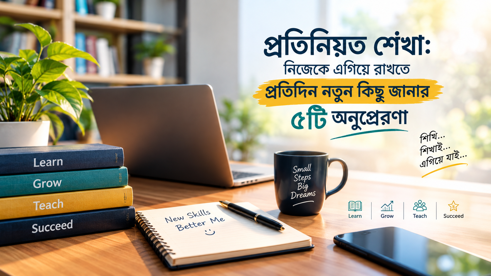 প্রতিনিয়ত শেখা ও নিজেকে দক্ষ করে তোলার অনুপ্রেরণামূলক ছবি